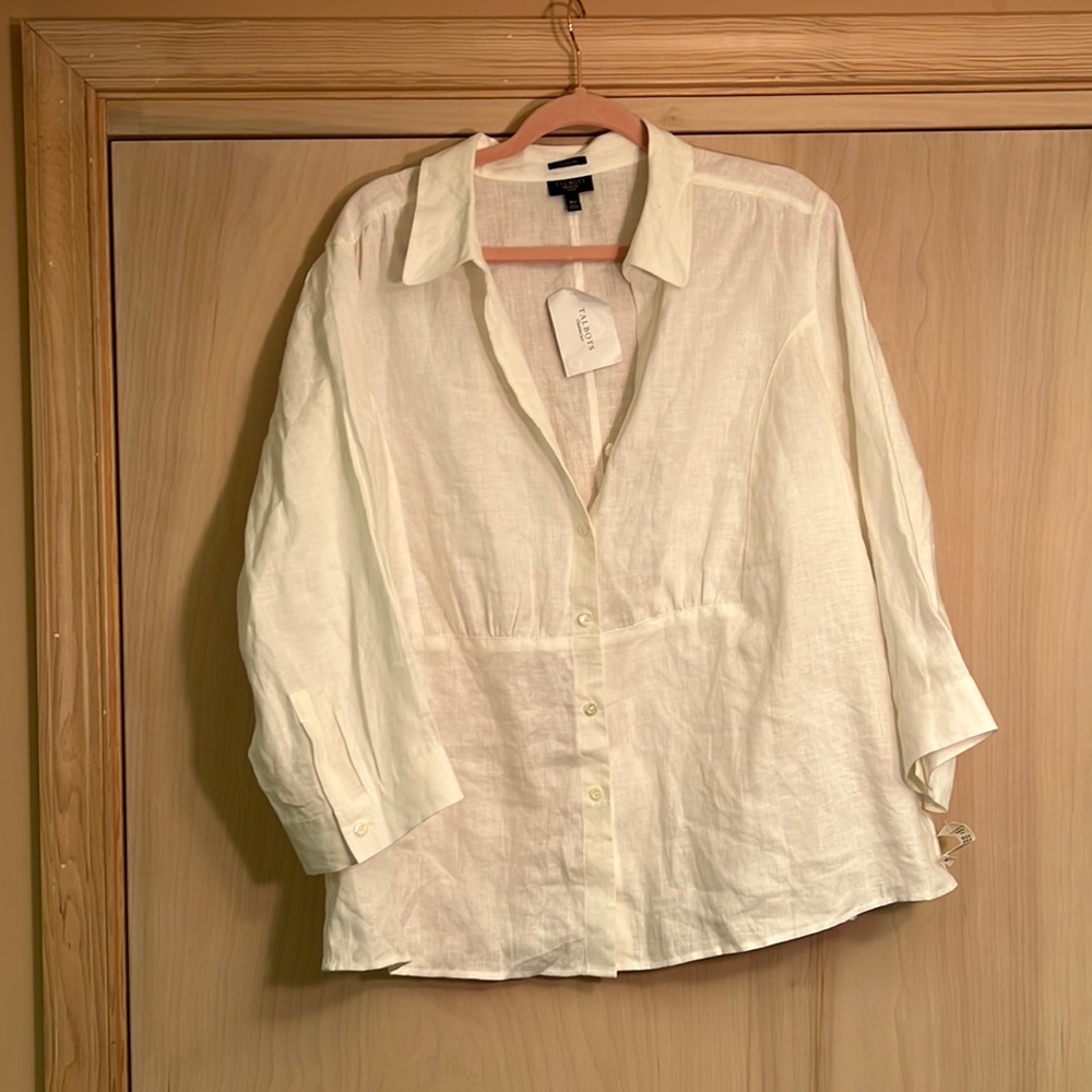 Talbots White Irish Linen Blouse